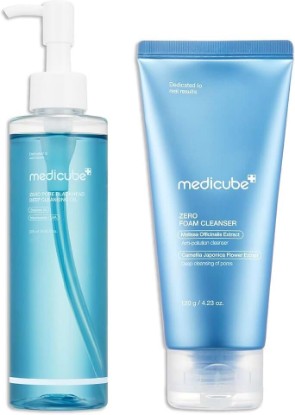Picture of medicube Double Cleansing Duo - Zero Pore Cleansing Oil, Zero Foam Cleanser | Double Cleansing Routine for Flawless Skin, Cleansing Oil and Foam, Blackhead and Excess Sebum Care, Korean Skincare