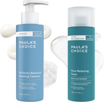 Picture of Paula's Choice RESIST Foaming Cleanser & Skin Balancing Toner | Cleanses & Refines Oily & Combination Skin with Hyaluronic Acid & Niacinamide Face Toner, Set of 2