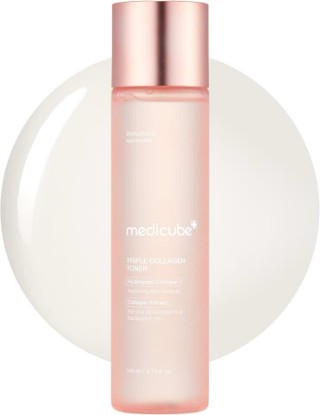 Picture of medicube Triple Collagen Toner for Deep Hydration & Plump Skin | Hydrolyzed, Atelo, & Soluble Collagen - Fast-Absorbing Formula for All-Day Suppleness, Korean Skincare, 4.73 fl.oz.