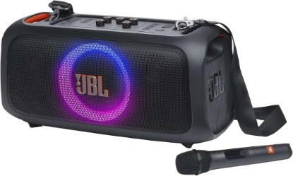 Picture of JBL PartyBox On-the-Go Essential - Portable Party Speaker - Black | Amazing JBL Pro Sound, Synched light show, JBL wireless microphone included, IPX4 splashproof protection