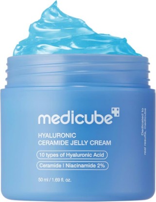 Picture of medicube Jelly Cream with Hyaluronic Acid for Long-lasting Hydration | Daily Moisturizer with Hyaluronic Acid, Ceramides, Multi Peptides - Supports Skin's Barrier, All Skin Types, 1.69 fl.oz