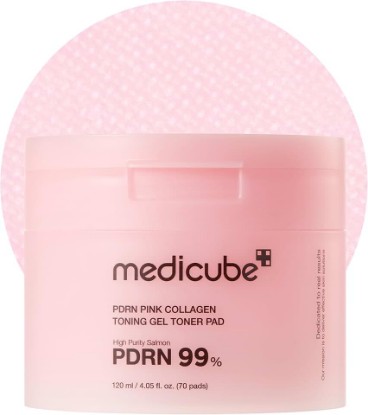 Picture of medicube Toner Pads Salmon DNA PDRN Pink Collagen Jelly Pad for Soothing | Soothing Gel Toner Pad with PDRN, Niacinamide, Madecassoside - Radiance & Uneven Skin Tone, Korean Skincare, 70 Pads, 1 Pack