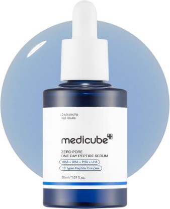 Picture of medicube Zero Pore One Day 10 Peptide Serum | Pore Refining & Oil Balancing Serum - AHA BHA PHA LHA, Copper Peptide, GHK-Cu, Daily Pore Care, Korean Skincare, 1.01 fl oz