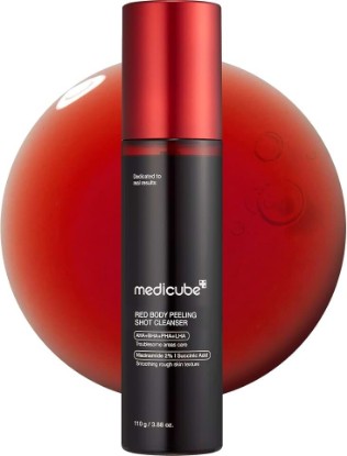 Picture of medicube Red Body Peeling Shot - AHA & BHA Exfoliating Body Spray, 3.88 oz | For Smooth, Summer-Ready Skin, Helps Improve the Look of Rough Bumps & Strawberry Skin, Korean Body Care