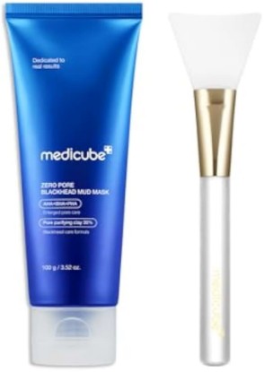 Picture of medicube Zero Pore Blackhead Mud Mask with Jelly Brush For Deep Pore Care | Zero Pore Mud Mask for Oil Control & Smooth Skin, Jelly Brush for Easy, Mess-Free Application, Korean Skincare