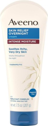Picture of Aveeno Skin Relief Overnight Intense Moisture Cream with Triple Oat Complex & Natural Shea Butter, Therapeutic Dimethicone Skin Protectant for Dry Itchy Skin Relief, Fragrance- & Steroid-Free, 7.3 oz