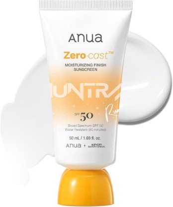 Picture of ANUA Zero-Cast Moisturizing Sunscreen SPF 50, 1.69 fl oz | Glow Natural Sunscreen for face, No White Cast, Hyaluronic Acid, Niacinamide, Oil-Free, Kpop Demon Hunters, Korean Skincare