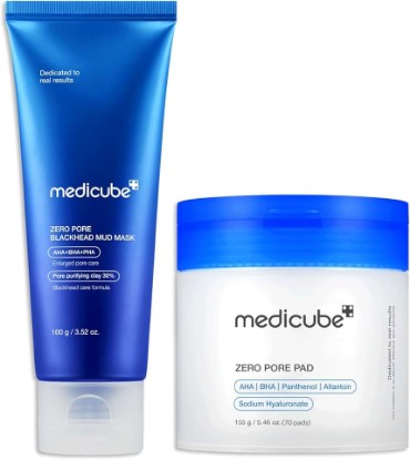 Picture of medicube All-in-One Duo - Zero Pore Pads and Zero Pore Blackhead Mud Mask | Zero Pore Pads and Blackhead Mud Mask for Excess Sebum, Buildups and Pore Care, Korean Skincare, Skincare Sets