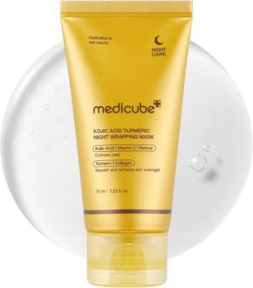 Picture of medicube Kojic Acid Turmeric Overnight Wrapping Peel Off Mask – Brightens & Defends Against Skin Stress for a Clear, Glowing Complexion, Korean Skincare, 2.53 fl. oz.