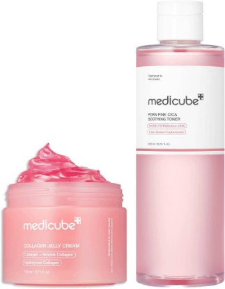 Picture of medicube Pink Glow Home Care Duo: PDRN Pink Peptide Toner and Collagen Jelly Cream (110ml)