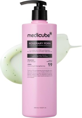 Picture of medicube Rosemary PDRN Clarifying Thickening Shampoo, 13.52 fl.oz | Amino Acid Complex for Stronger, Thicker-Looking Hair - Cooling, Clarifying Care for Weak & Flaky Hair, Korean Hair Care