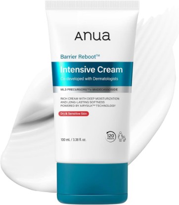 Picture of ANUA Barrier Reboot Intensive Cream, 3.38 fl oz | Hydrating Face Moisturizer with Madecassoside and Panthenol, Skin Barrier Care Cream, Dermatologist Tested, Korean Skincare