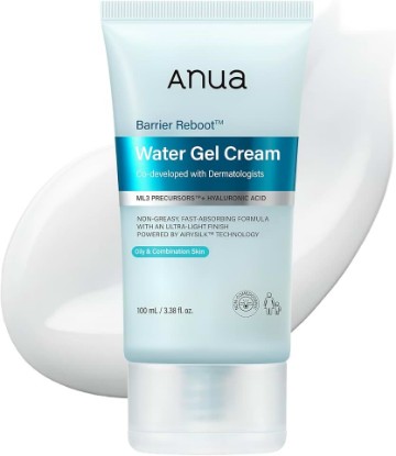Picture of ANUA Barrier Reboot Water Gel Cream, 3.38 fl oz | Non-Greasy Gel Moisturizer with Ceramide and Hyaluronic Acid, Instant Barrier Relief, Dermatologist Tested Korean Skincare