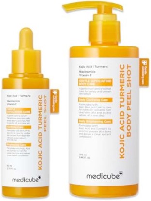Picture of medicube Kojic Acid Peel Shot Duo - Kojic Facial and Body Peel Shot | Exfoliating Serum Set with Kojic Acid, Turmeric, Vitamin C for Brightening, Texture Refining Care with BHA, PHA, LHA