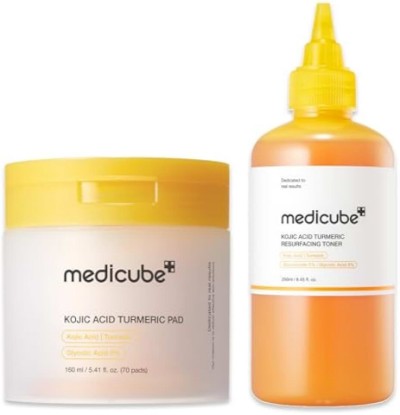 Picture of medicube Kojic Acid Clarify Duo - Kojic Acid Toner & Pad for Face & Body | Powered by Kojic Acid & Turmeric for Face & Body Tone Care, Smooth Texture & Radiance, Korean Skincare