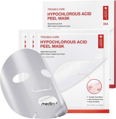 Picture of medicube Hypochlorous Acid Peel-Off Sheet Mask 3EA | Peel-Off Sheet Mask for Excess Sebum & Blackheads | Panthenol, Hyaluronic acid for Pore Care | Korean Skincare, (13ml X 3ea)