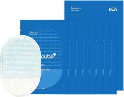 Picture of medicube Zero Pore Peel Pads 8EA, Face & Body Exfoliating Pads | Smoothing Mitt for Face & Body - Rice Extract, Natural AHA & Panthenol, Double-Sided Organic Cotton & Microfiber Pads