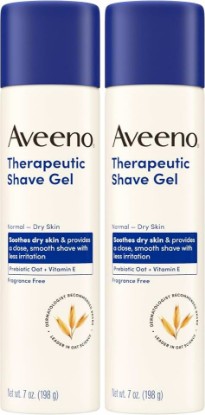 Picture of Aveeno Therapeutic Shave Gel with Oat and Vitamin E to Help Prevent Razor Bumps, Soothes Dry Skin and Provides a Close, Smooth Shave with Less Irritation, Fragrance-Free, 7 oz (Pack of 2)