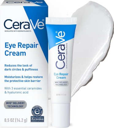 Picture of CeraVe Eye Repair Cream, Under Eye Cream for Puffiness and Bags, 0.5oz | Skin Care, Eye Cream, Hyaluronic Acid, Niacinamide, Marine Botanical Complex, Oil Free, Ophthalmologist Tested, Daily Use