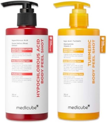 Picture of medicube Body Peel Shot Duo - Hypochlorous Acid & Kojic Acid Body Peel Shot | Gentle Exfoliation for Dead Skin Cells, Rough Patches and Visible Body Concerns, Brightening & Calming, Korean Body Care