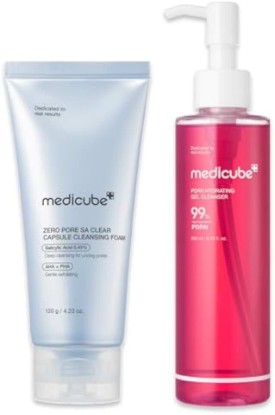 Picture of medicube Zero Pore Capsule & PDRN Cleansing Duo: Zero Pore Clear Capsule Facial Deep Cleanser and PDRN Jelly to Foam Cleanser | Korean Skincare, Skincare Sets