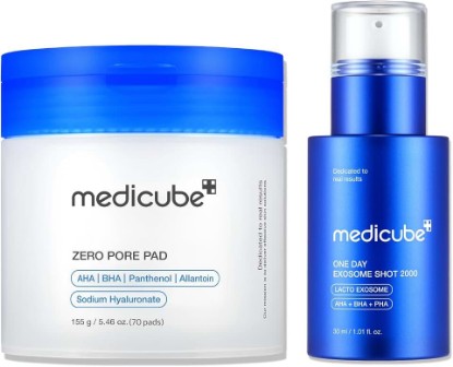 Picture of medicube Zero Pore Set - Zero Pore Pads & Exosome Shot 2,000 Spicule Serum | Daily Toner Pad with Exosome 2000 PPM Spicule Serum for Ultimate Pore Care and Excess Sebum Control, Korean Skincare