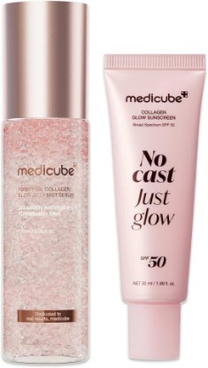 Picture of medicube PDRN Sun Care & Glow Duo - PDRN Jelly Mist & Collagen Sunscreen | Collagen Sunscreen for SPF Care with No white Cast, Salmon DNA PDRN Jelly Mist Seum for Firmer, Plump Skin, Korean Skincare