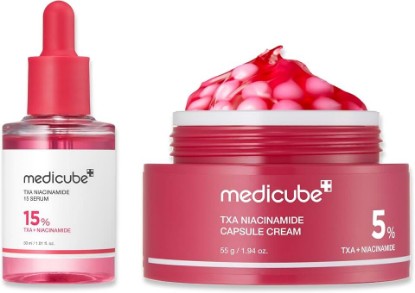 Picture of medicube TXA Duo - TXA Niacinamide Glow Serum and Capsule Cream | Serum and Cream Duo Ideal for After Spot Care, Tranexamic Acid & Niacinamide for Uneven Skin Tone & Texture, Korean Skincare
