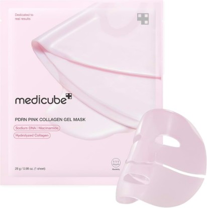Picture of medicube Salmon DNA PDRN pink collagen jelly gel mask | overnight face mask for glass glow skin- elasticity, hydrating, firming and moisturizing | korean skincare, 28g, 1ea