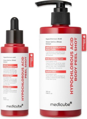 Picture of medicube Hypochlorous Acid Peel Shot Duo for - HOCI Facial & Body Peel Shot | Exfoliating Serum Set with HOCI, Rice Extract, Panthenol, For Hydrating, Calming & Texture Refining Care, Korean Skincare