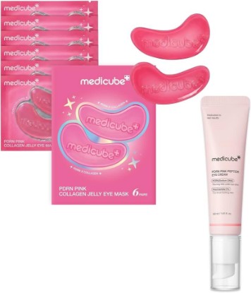 Picture of medicube PDRN Pink Eye Revival Duo: Jelly Eye Mask and Eye Serum | Firm & Hydrate for Look of Wrinkles, Fine Lines | Refresh for Puffy, Tired-Looking Eyes | Korean Skincare