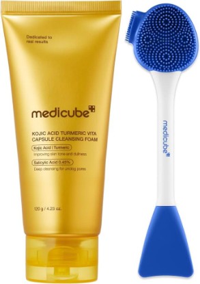 Picture of medicube Kojic Acid Capsule Foam Cleanser & Multi Pore Brush Set | Kojic Acid Capsule Foam & Multi Pore Brush for Pore Care, Gentle Exfoliation & Radiance, Korean Skincare
