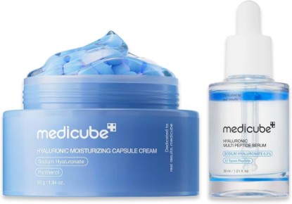 Picture of medicube Hydrating Boosting Duo - Hyaluronic Acid Capsule Cream & Serum Duo | Hyaluronic Serum and Cream Layer for Deep Hydration & Moisture Lock, For Plump, Bouncy & Dewy Skin, Korean Skincare
