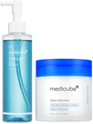 Picture of medicube Pore Care Duo for Flawless Skin: Zero Pore Blackhead Cleansing Oil and Zero Pore Pads 2.0 for Smoother, Refined Skin | Cleanse and Prep for Glass Glow Skin | Korean Skincare