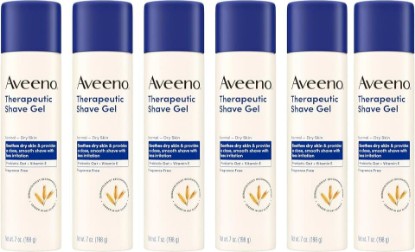 Picture of Aveeno Therapeutic Shave Gel with Oat and Vitamin E to Help Prevent Razor Bumps and Soothe Dry and Sensitive Skin, No Added Fragrances and Non-Comedogenic, 7 oz (Pack of 6)