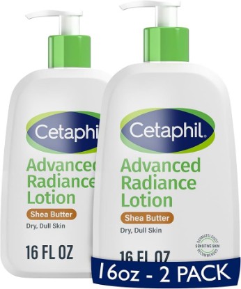 Picture of Cetaphil Advanced Radiance Body Lotion, Dry, Sensitive Skin, 16oz, 2ct | Body Lotion For Dry Skin, Fragrance Free, Hypoallergenic, Non-Comedogenic, Shea Butter, 2-Pack, Dermatologist Recommended