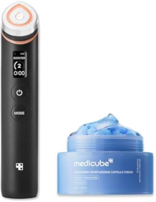 Picture of medicube Hydration & Calm Facial Device Set: Booster Pro Black and Hyaluronic Acid Capsule Cream | for Radiant and Firmer-Looking Glow and Soothing Care, Korean Skincare