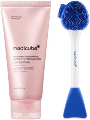Picture of medicube PDRN Deep Cleanse Duo: Pink Glutathione Capsule Foam Cleanser and Multi Pore Brush | Pore Care, Gentle Exfoliation & Deep Cleansing Routine | Korean Skincare Set