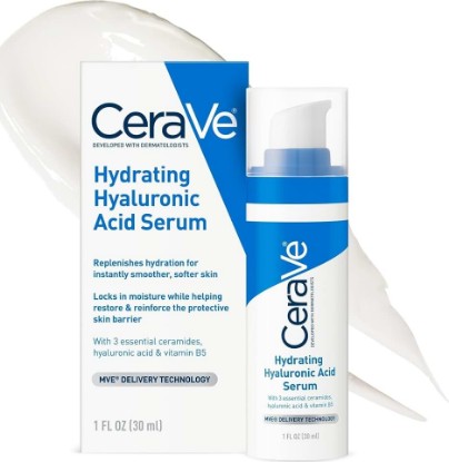 Picture of CeraVe Hyaluronic Acid Serum for Face, Hydrating Serum for Dry Skin, 1oz | Skin Care, Hydrates Dry Skin with Vitamin B5 and Ceramides In A Fragrance Free Formula To Layer Under Facial Moisturizer