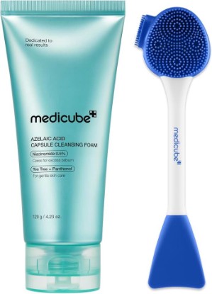 Picture of medicube Azelaic Capsule Foam Cleanser and Pore Brush Set | Deep Pore Cleansing for Fresh, Clear, and Smooth Skin | Excess Sebum Care and Oil Control | Korean Skincare