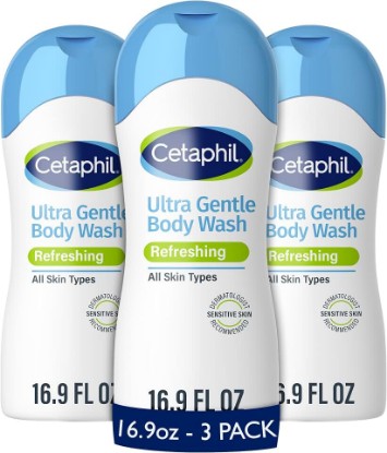 Picture of Cetaphil Ultra Gentle Refreshing Body Wash, Hypoallergenic, 16.9oz, 3ct | Hypoallergenic, Dermatologist Tested, Aloe Vera, Calendula, Vitamin B5, Dry To Normal Skin, Refreshing Scent, 3-Pack Value