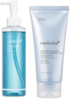 Picture of medicube Double Cleansing - Zero Pore Cleansing Oil & Zero Capsule Cleanser | Double Cleansing Set for Makeup Removal, Blackheads, Buildups, Oil and Capsule Foam for Deep Cleansing, Korean Skincare
