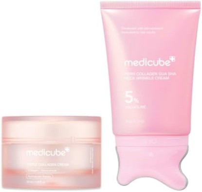 Picture of medicube Facial & Body Collagen Firming Duo: Gua Sha Cream and Triple Collagen Cream