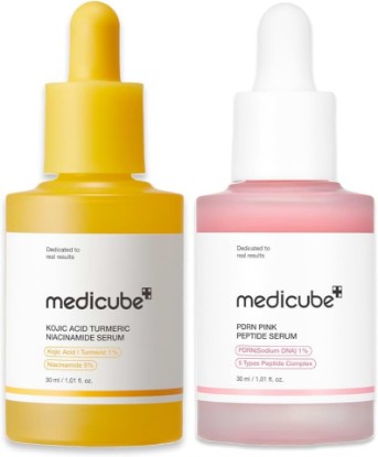 Picture of medicube Viral Serum Duo for Clear and Plump Skin: Kojic Acid Turmeric and Salmon DNA Pink Serum for Uneven Skin Tone & Texture Care | Korean Skincare, Giftable Skincare Set, Stocking Stuffers