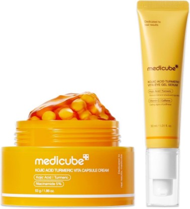 Picture of medicube Kojic Acid Brightening & Hydration Duo: Kojic Acid Capsule Cream and Eye Gel Serum | All-Day Radiance Care for Eye & Face | Soothing & Hydrating Care