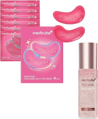 Picture of medicube PDRN Wake-Up Glow Duo: Pink Collagen Jelly Eye Mask and PDRN Jelly Mist Serum | Refresh, Hydrate & Boost Radiance | Korean Skincare, Skincare Set, Gifts for Women