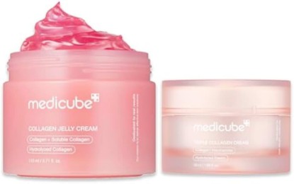 Picture of medicube Big Size Cream Duo - Collagen Jelly 110ml & Triple Collagen Cream | Collagen Jelly Cream 110ml & Triple Collagen Cream, Layer Collagen Care for Plump, Firm & Glass Glow Skin, Korean Skincare