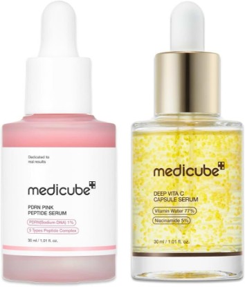 Picture of medicube Glow Activating Serum Duo: Pink PDRN Peptide and Deep Vitamin C Capsule Serum | Salmon DNA PDRN and Vitamin C for Dull, Uneven-Looking Skin | Deep Hydration and Glow Care | Korean Skincare