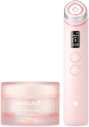 Picture of medicube Plump Up the Glow Device Duo: Booster Pro Pink and Triple Collagen Cream | For Firmer-Looking, Plumper Looking Skin | Hydrating but Lightweight Moisturizer | Korean Skincare