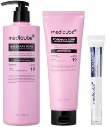 Picture of medicube 3-Step Cooling Scalp & Hair Trio: Rosemary PDRN Shampoo, Conditioner, and Deoxyribose Serum | Refresh & Cooling Care for Thin-Looking Strands | Korean Hair Care